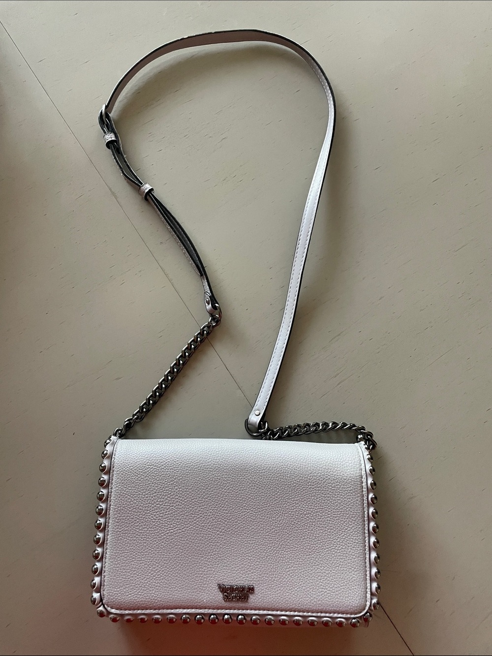 Victoria’s Secret Stud-Trim White Crossbody Bag